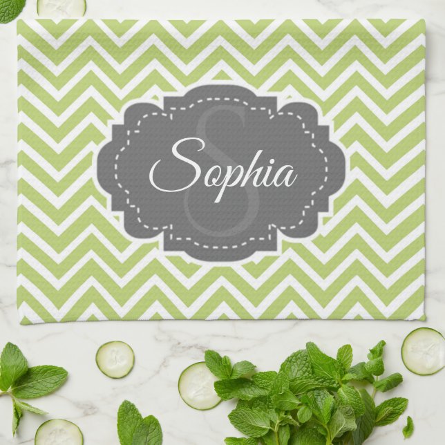 Serviette de cuisine Chevron Vert (Plié)