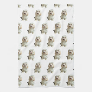 Serviette de cuisine - Chien du Havan blanc