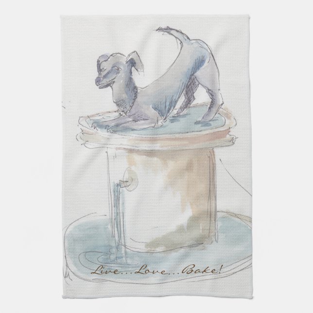 Serviette de cuisine "Chien/Londres" (Vertical)