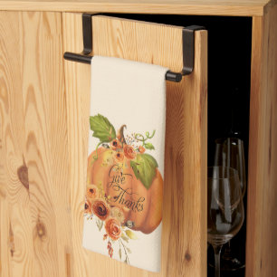 Serviette de cuisine citrouille florale Remerciez