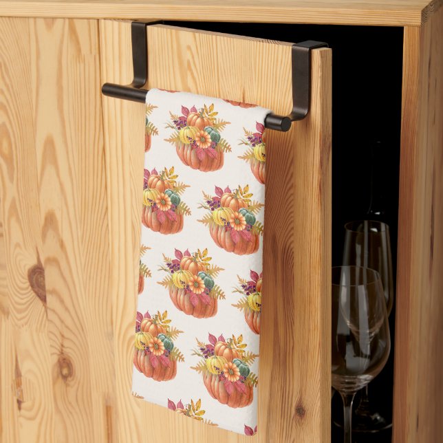 Serviette de cuisine Citrouille Thanksgiving (Pliage en tiers)