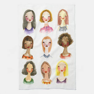 Serviette de cuisine colorée de filles