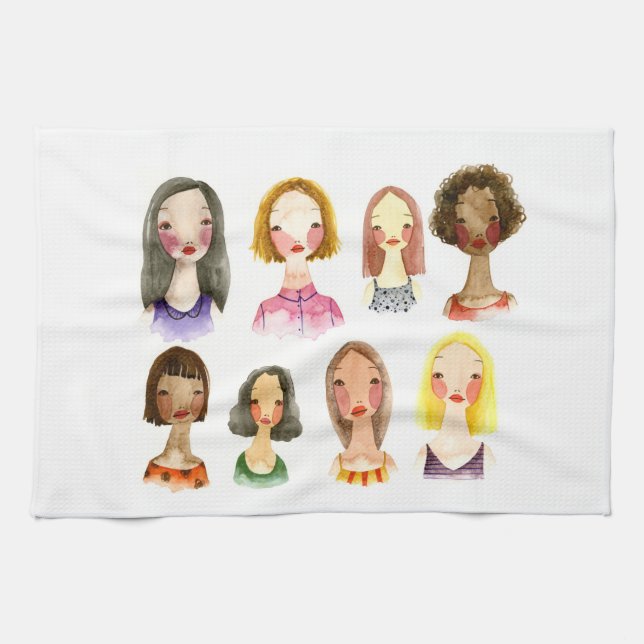 Serviette de cuisine colorée de filles (Horizontal)