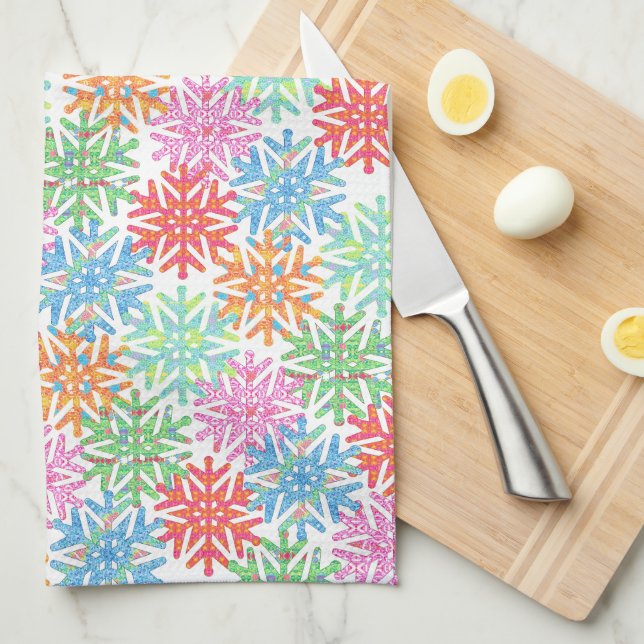 Serviette de cuisine couleur flocon de neige (Quart Plié)