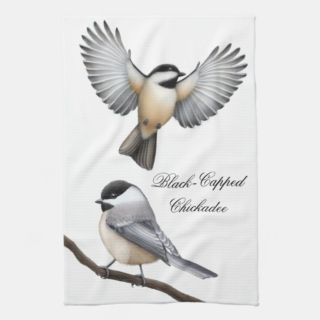 Serviette de cuisine couverte par noir d'oiseaux (Vertical)
