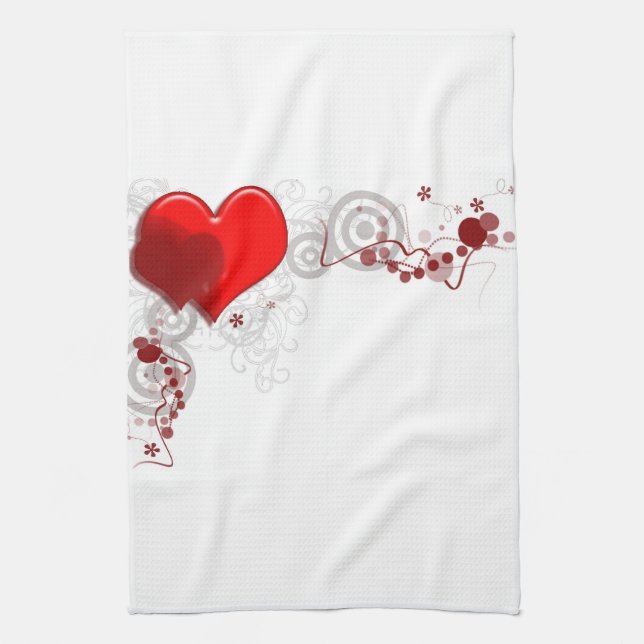 Serviette de cuisine d'arrière - plan de coeur (Vertical)