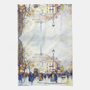 Serviette de cuisine d'art de scène de rue de