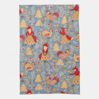 Serviette de cuisine d'art populaire scandinave