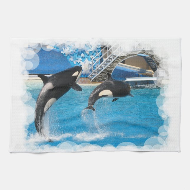 Serviette de cuisine de baleines d'orque (Horizontal)