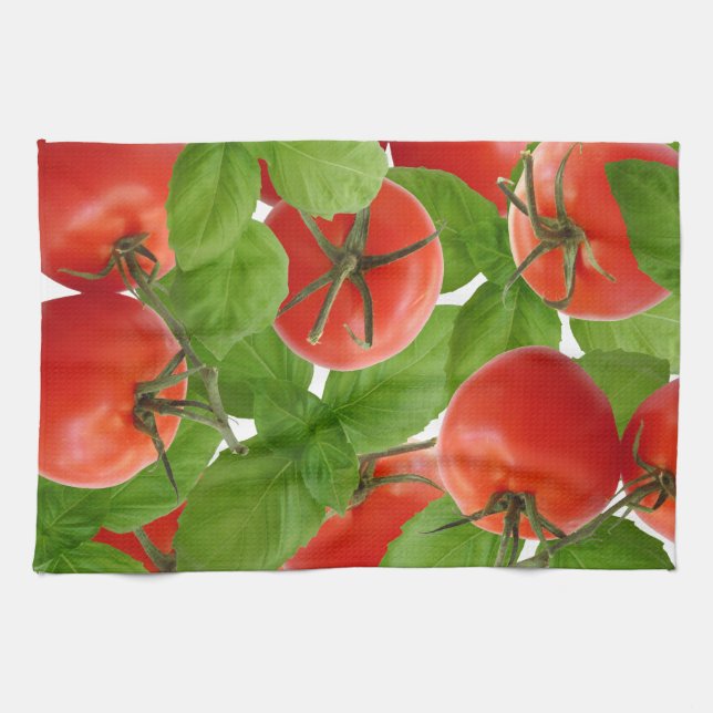 Serviette de cuisine de Basil de tomate (Horizontal)