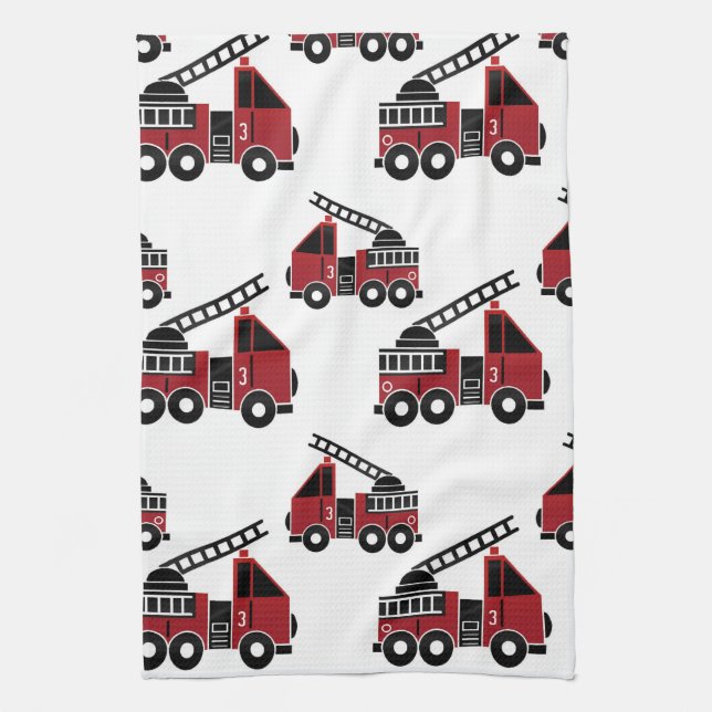 Serviette de cuisine de camions de pompiers (Vertical)