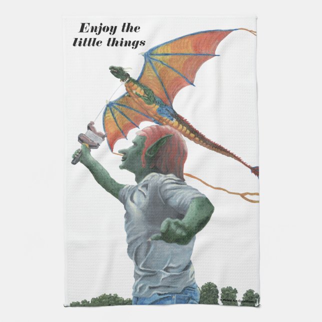 Serviette de cuisine de cerf-volant de dragon (Vertical)