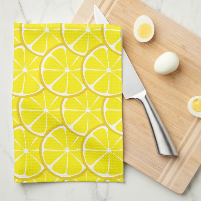 Serviette de cuisine de citron d'agrume d'été (Quart Plié)