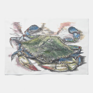 Serviette de cuisine de crabe bleu