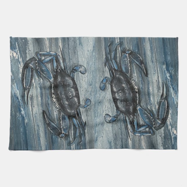 Serviette de cuisine de crabe bleu marine (Horizontal)