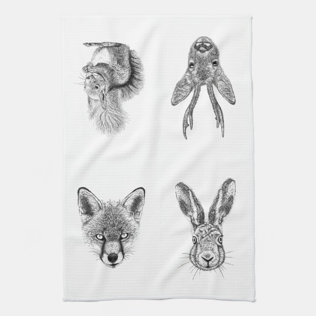 Serviette de cuisine de dessin de faune de cadeau (Vertical)
