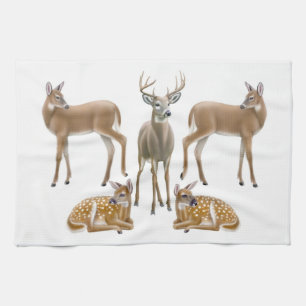 Serviette de cuisine de famille de cerf de
