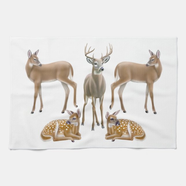 Serviette de cuisine de famille de cerf de (Horizontal)