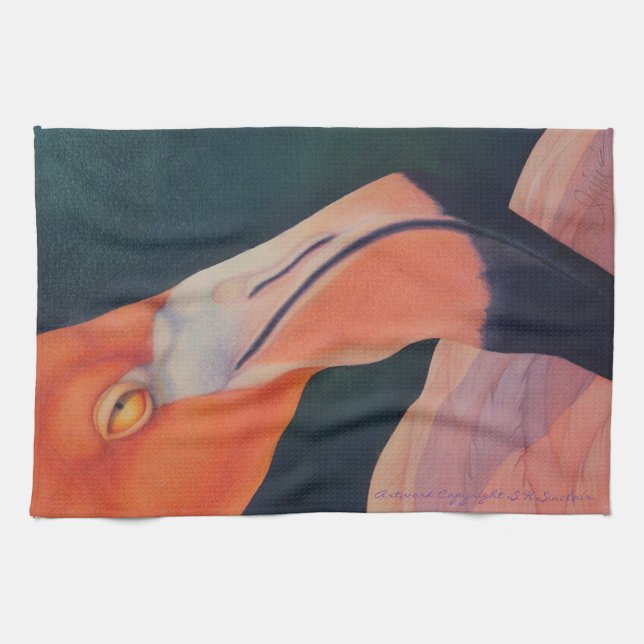 Serviette de cuisine de Flamant rose (Horizontal)
