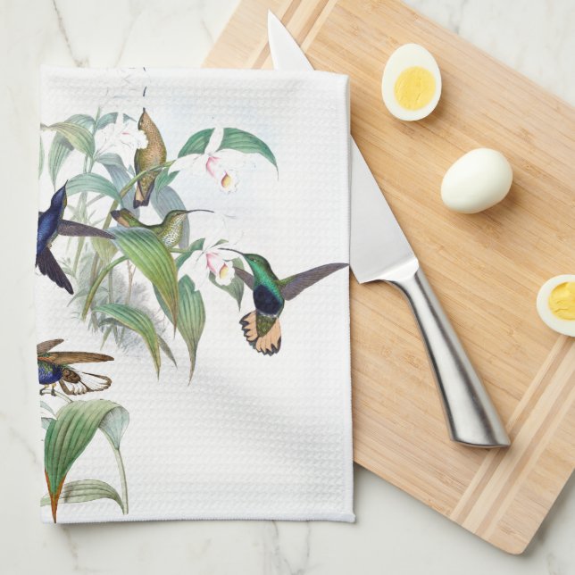 Serviette de cuisine de fleurs d'animaux d'oiseaux (Quart Plié)