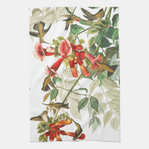 Serviette de cuisine de fleurs d'oiseaux de