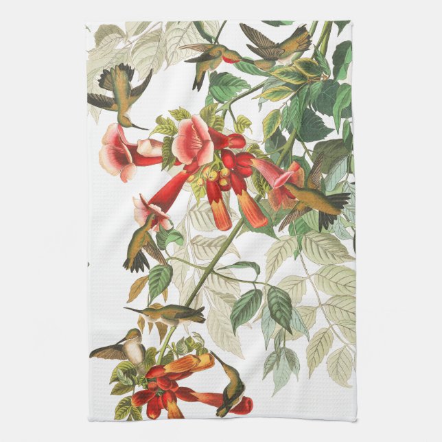 Serviette de cuisine de fleurs d'oiseaux de (Vertical)