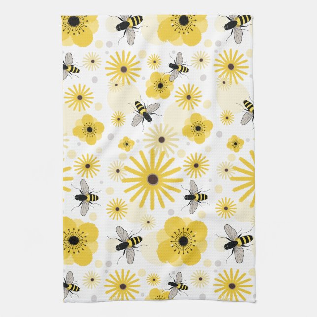 Serviette de cuisine de fleurs et de pois (Vertical)