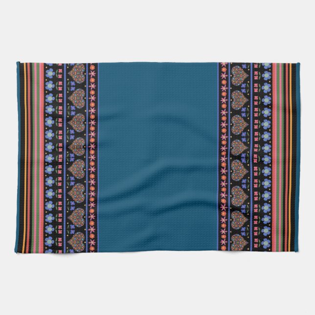 Serviette de cuisine de frontière de style d'art (Horizontal)