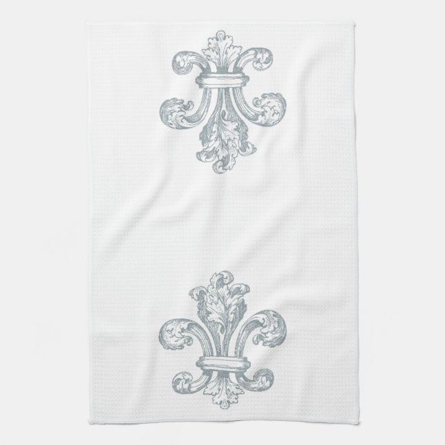 Serviette de cuisine de Gray Fleur de Lis (Vertical)