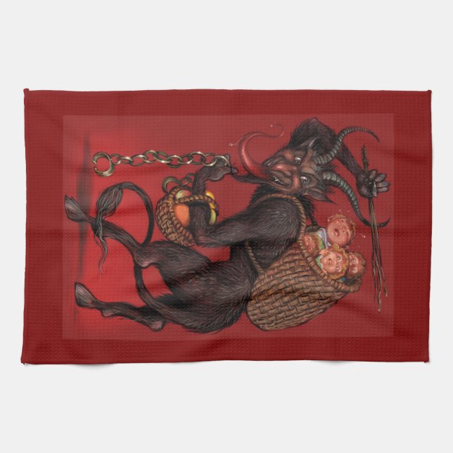 Serviette de cuisine de Krampus (Horizontal)