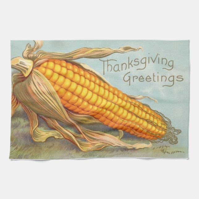 Serviette de cuisine de maïs de thanksgiving (Horizontal)