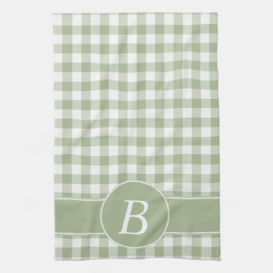 Serviette de cuisine de monogramme de guingan de
