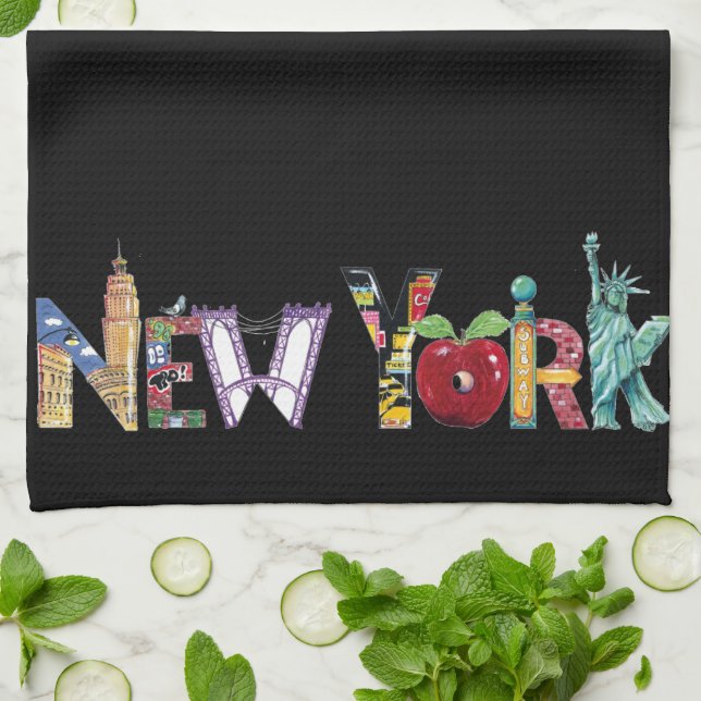 Serviette de cuisine de New York (Plié)