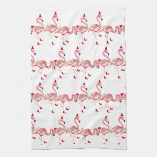 serviette de cuisine de Noël flamants roses