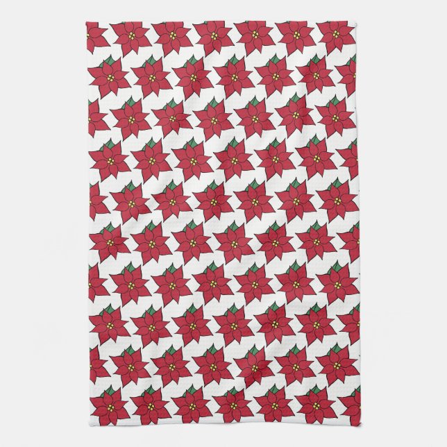 Serviette de cuisine de Noël Poinsettia (Vertical)