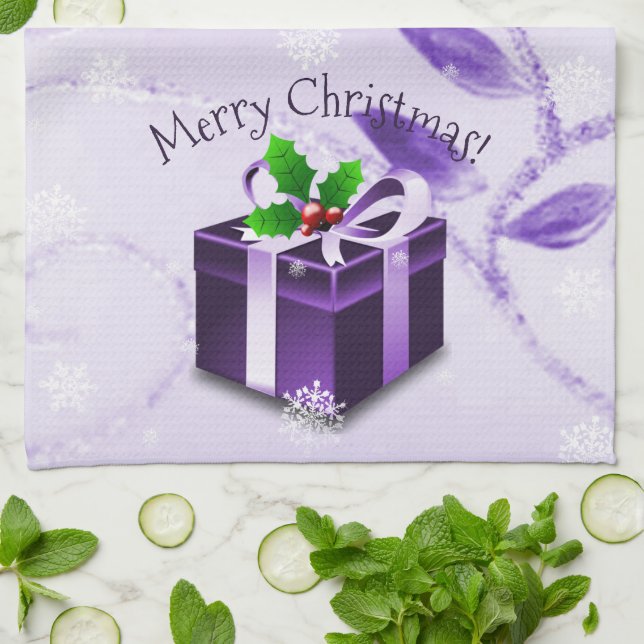 Serviette de cuisine de Noël violet (Plié)