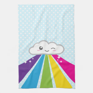 Serviette de cuisine de nuage et d'arc-en-ciel de