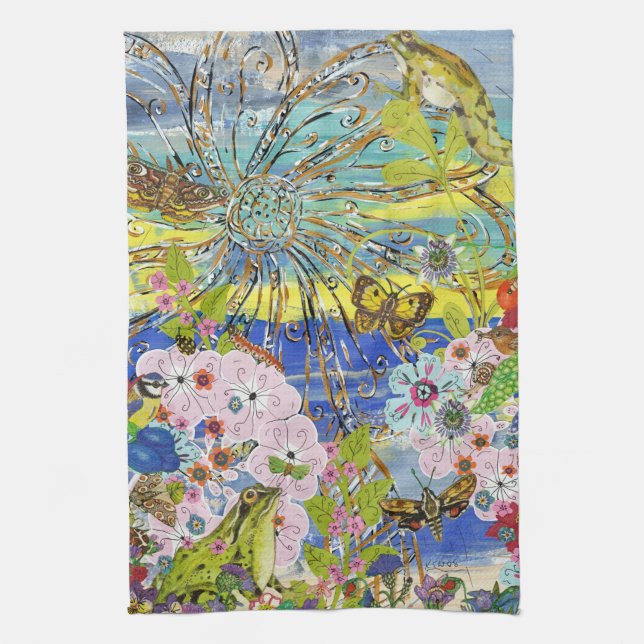 Serviette de cuisine de paradis de grenouilles (Vertical)