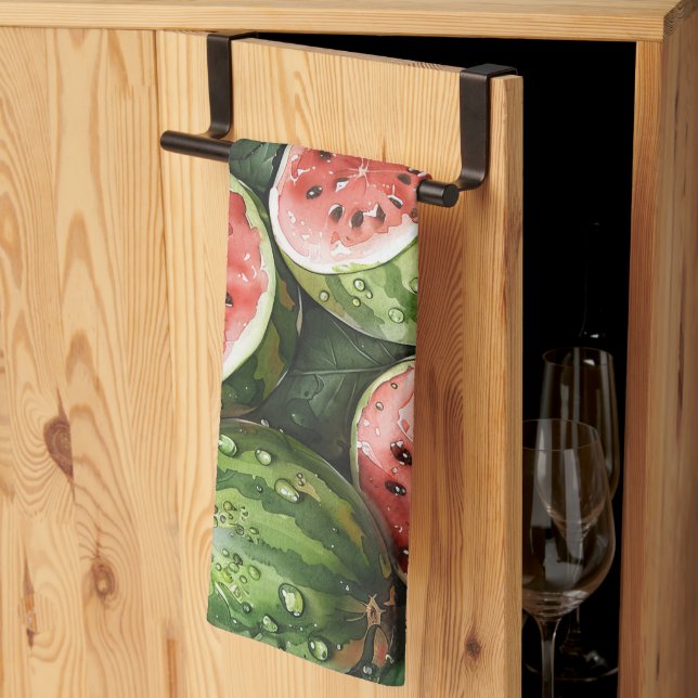 Serviette de cuisine de pastèque juteuse (Pliage en tiers)