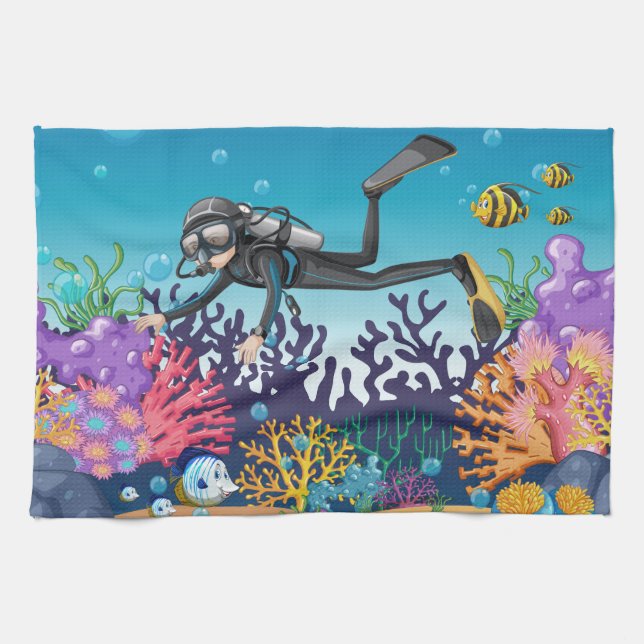 Serviette de cuisine de plongeur autonome (Horizontal)