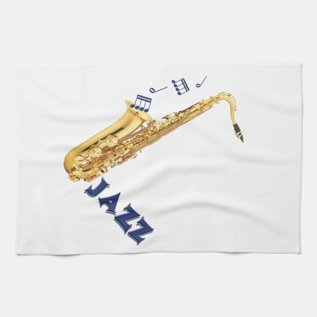 Serviette de cuisine de saxophone de jazz (Horizontal)