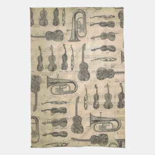 serviette de cuisine de thème de musique de motif