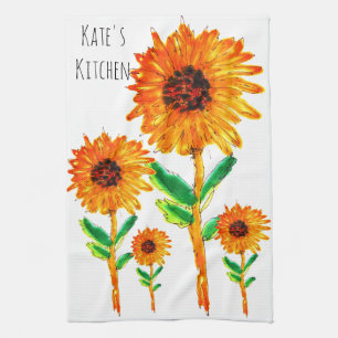 Serviette de cuisine de tournesol mignonne et colo