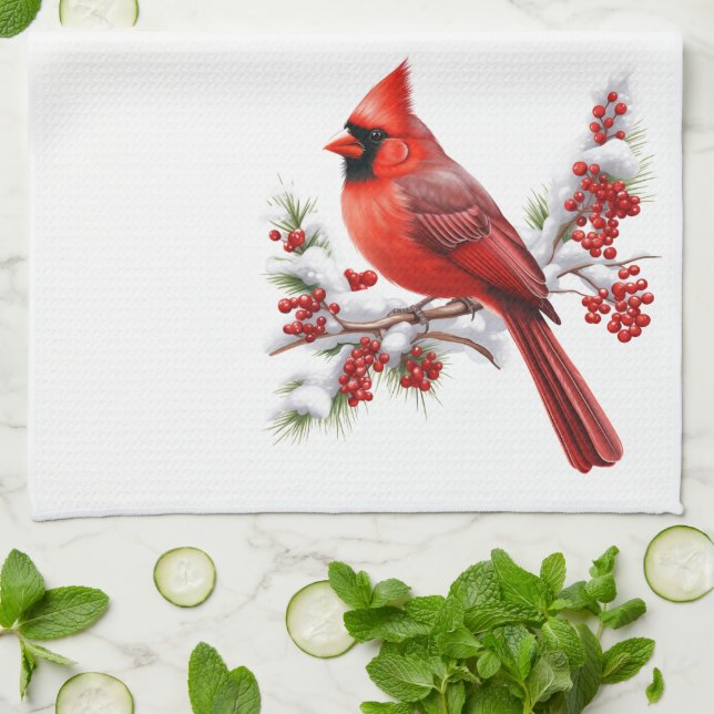 Serviette de cuisine de vacances-Cardinal (Plié)