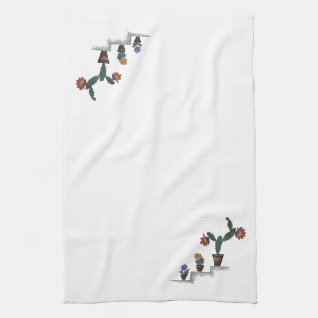 Serviette de cuisine décorée de cactus (Vertical)