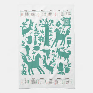 Serviette de cuisine d'Otomi avec le calendrier 2