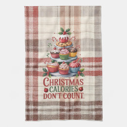 Serviette de cuisine drôle Noël Calories ne compte