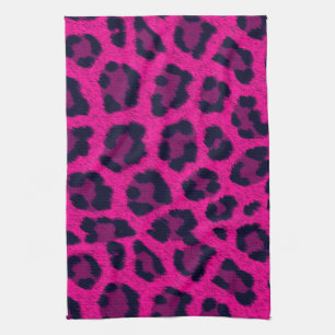 Serviette de cuisine Empreinte de léopard rose cha