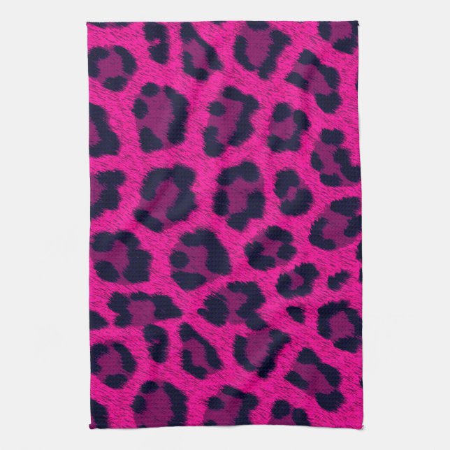 Serviette de cuisine Empreinte de léopard rose cha (Vertical)