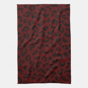 Serviette de cuisine Empreinte de léopard rouge